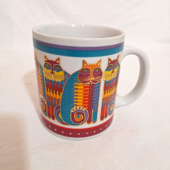 Laurel Burch “Rainbow Cat Cousins” ceramic mug Vintage 1989 - Picture 1 of 4